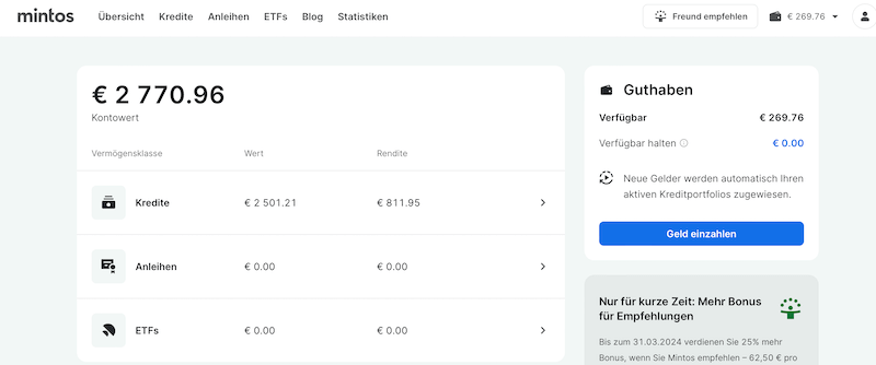 Mintos Dashboard