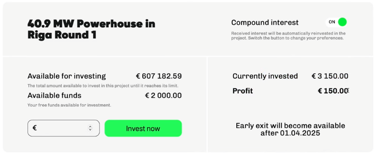 Die 5 % Cashback, die ich für mein erstes Investment über 3.000 Euro erhalten habe, sind auf der rechten Seite unter “Profit” zu sehen
