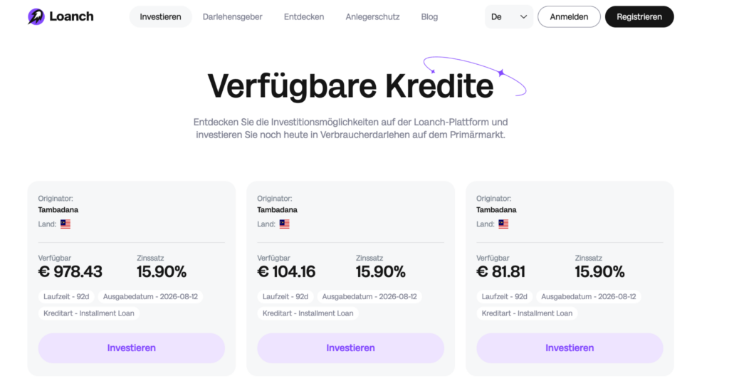 Kreditauswahl Loanch