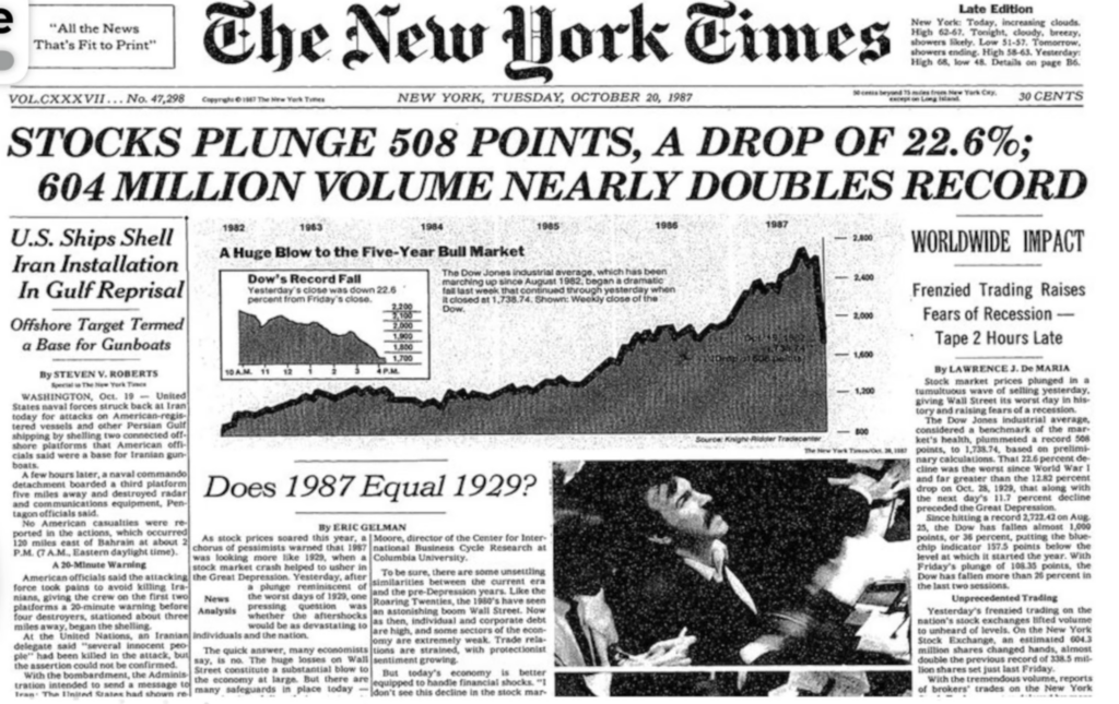 Artículo de periódico sobre el «Lunes Negro»