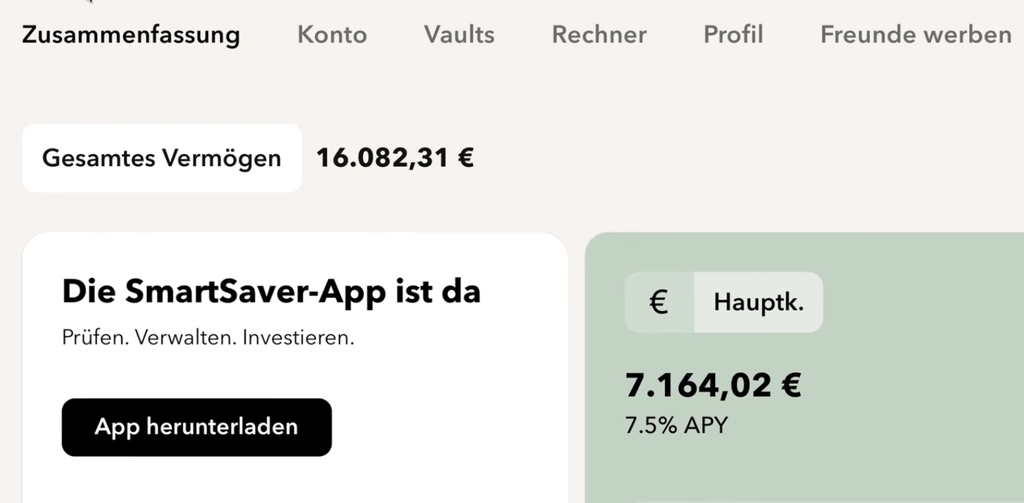 Mein aktuelles Monefit Dashboard